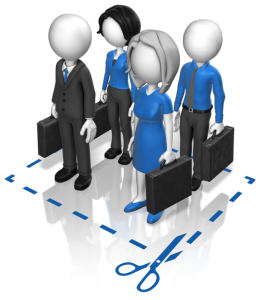 men and women business people holding brief cases