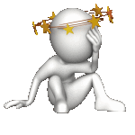 figure sitting dazed with stars encircling head