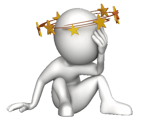 figure sitting dazed with stars encircling head