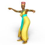 A dancer in exotic clothing