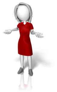figure in business dress shrugging