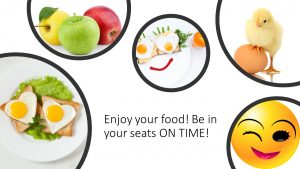 Pix of eggs, a smiley face and a baby chicken with it's foot on an egg Nancy's Novelty Infographics, My Persuasive Presentations