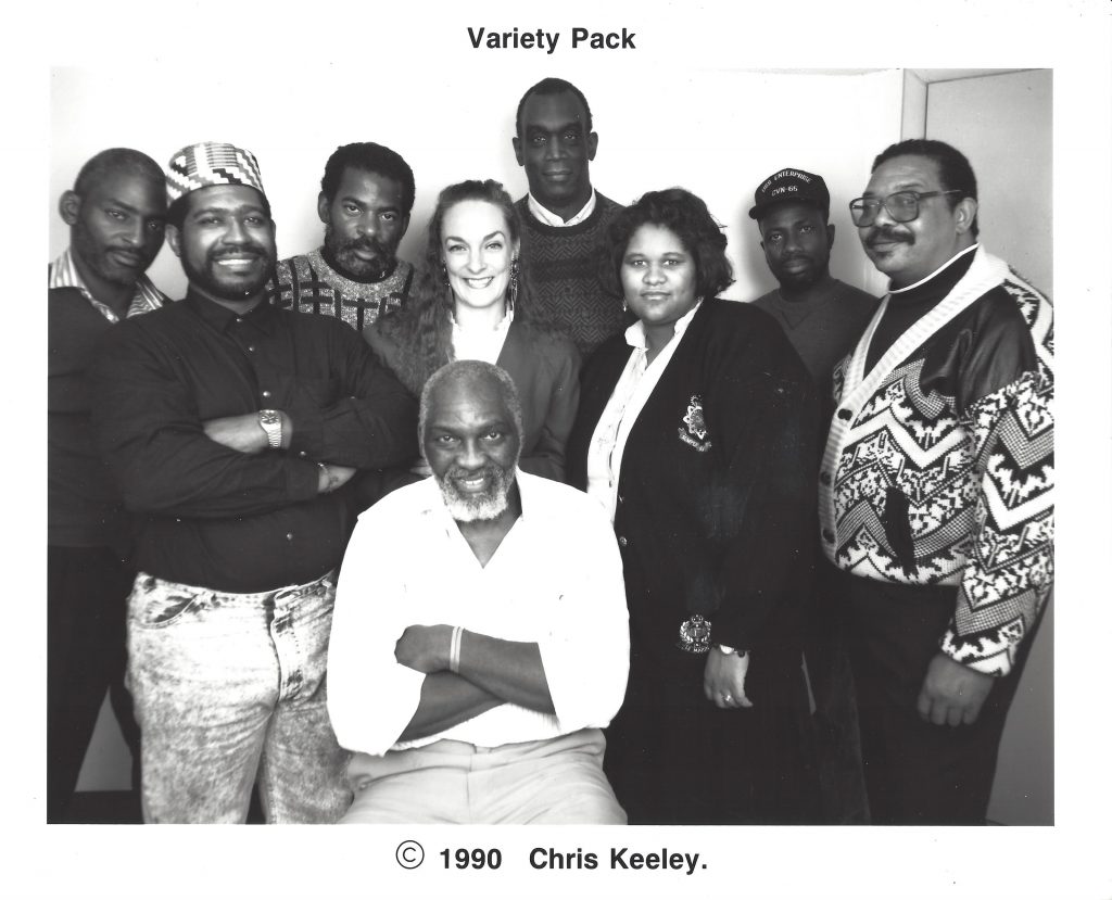 Nancy Wyatt w/actors from Three Hots and a Cot