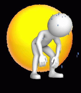 hot sun and stooped figure - temperature amenities