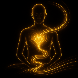 A golden spiral of Grace spiraling into the heart chakra and out the solar plexus chakra.